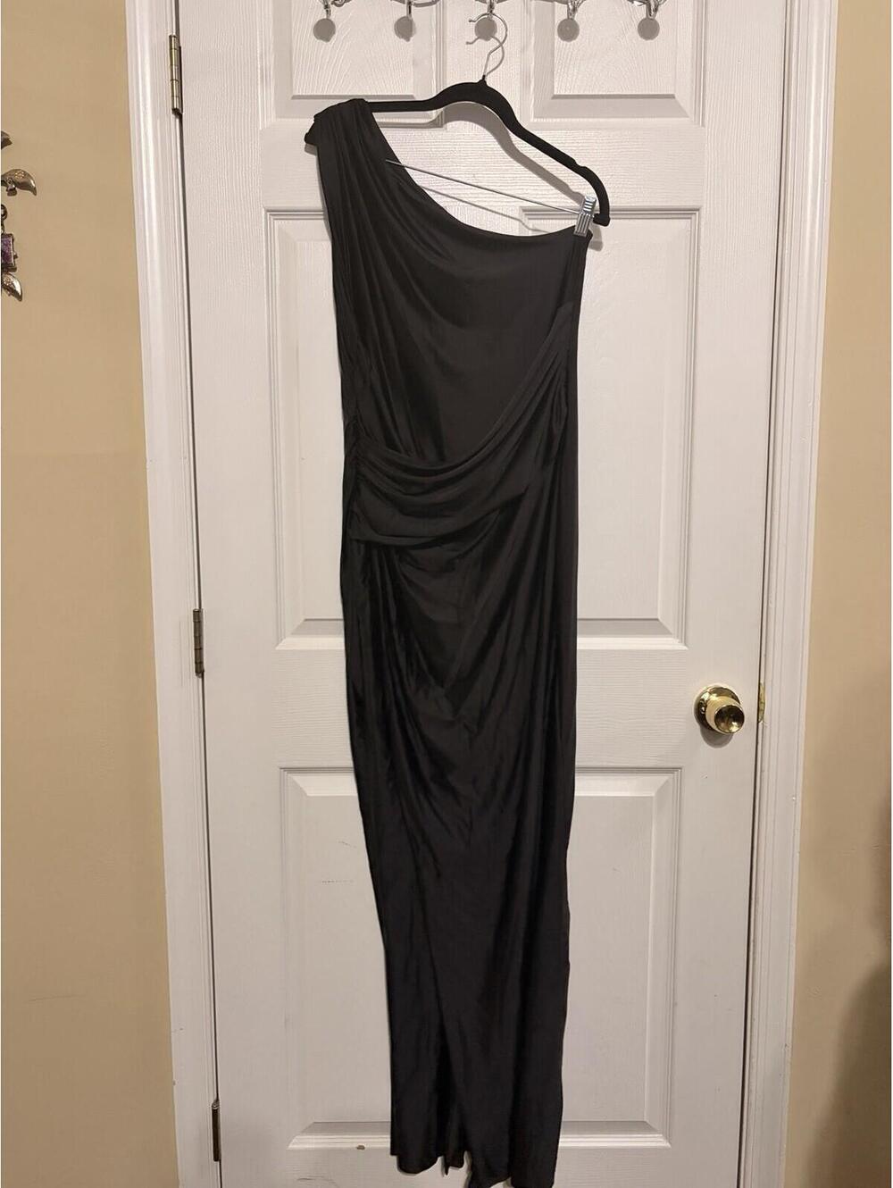 Women's One Shoulder Long Formal Dress Ruched Waist High Split